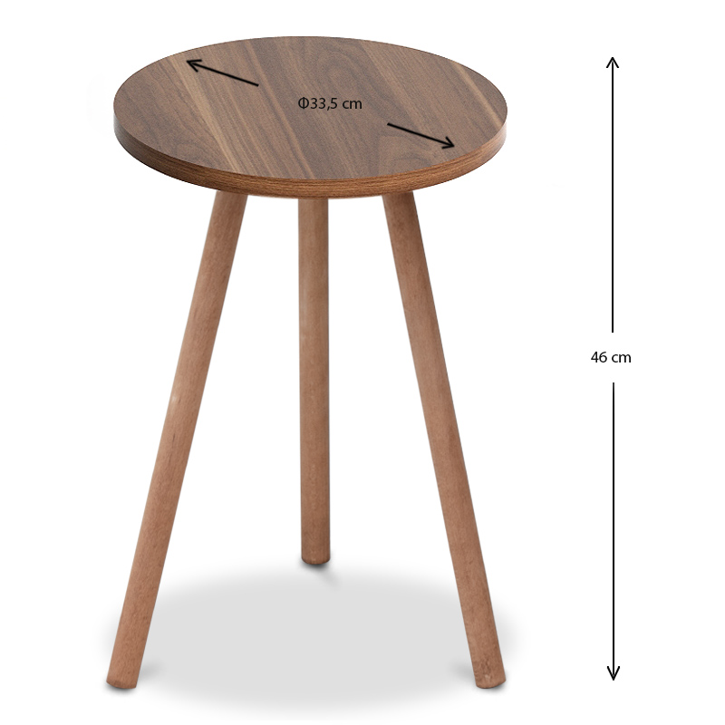 Roma Megapap melamine side table in walnut color 33,5x33,5x46cm.