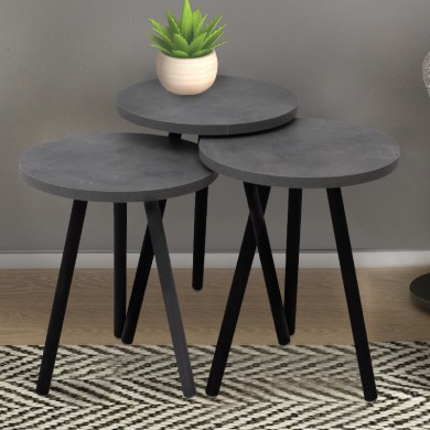 Roma Megapap melamine side tables in retro grey color