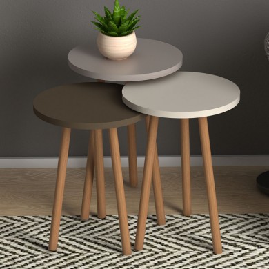 Roma Megapap melamine side tables in white - cappuccino - brown color