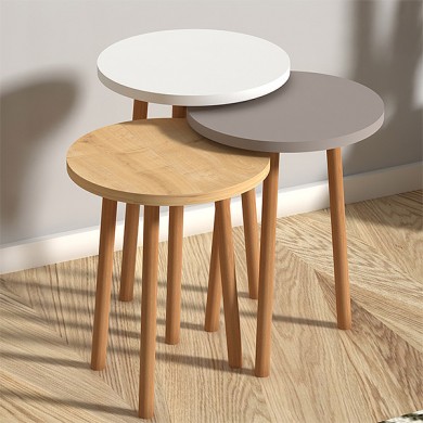 Roma Megapap melamine side tables in white - cappuccino - oak color
