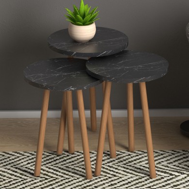 Roma Megapap melamine side tables in dark marble effect color