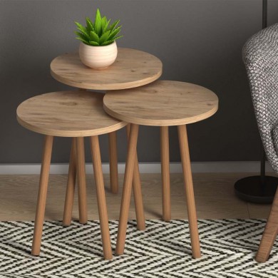 Roma Megapap melamine side tables in pine oak color