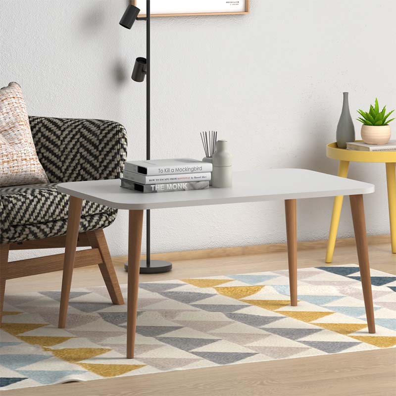 Soul Megapap melamine coffee table in white color 90x55x41cm.