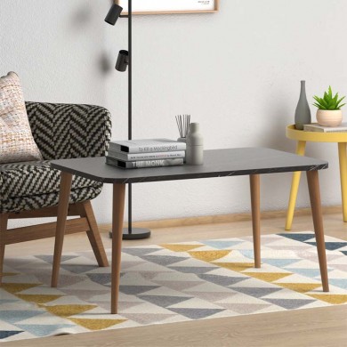 Soul Megapap melamine coffee table in black marble effect color 90x55x41cm.