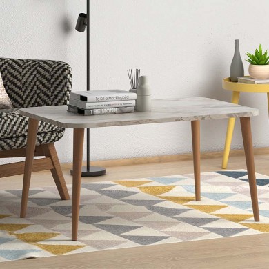 Soul Megapap melamine coffee table in beige marble effect color 90x55x41cm.