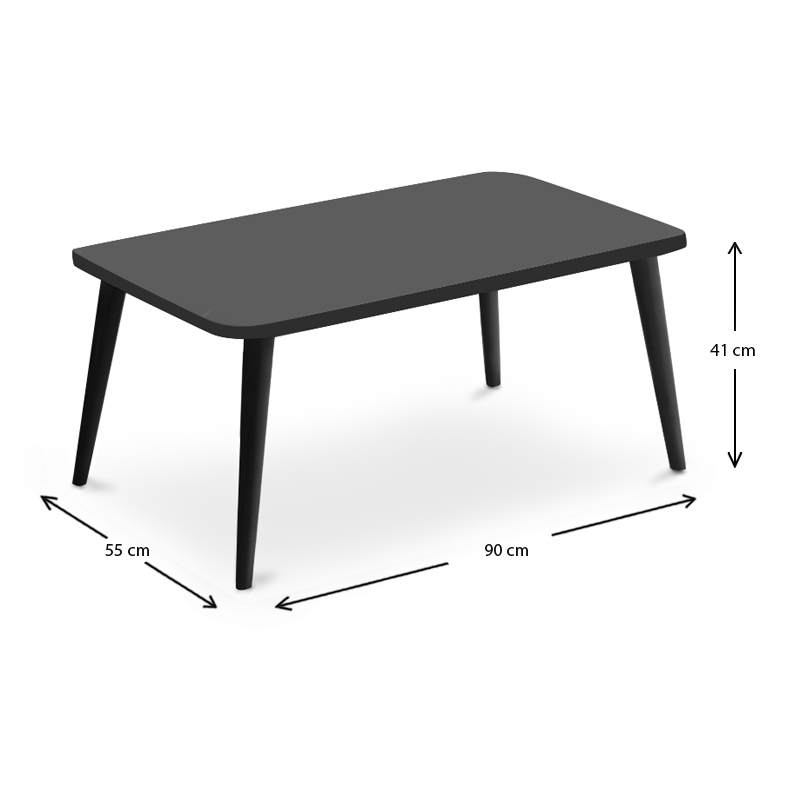 Soul Megapap melamine coffee table in black color 90x55x41cm.