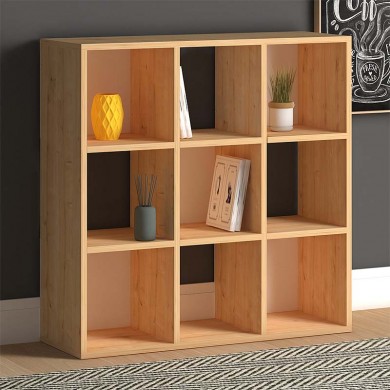 Cube Megapap melamine bookcase in oak color 90x30x90cm.