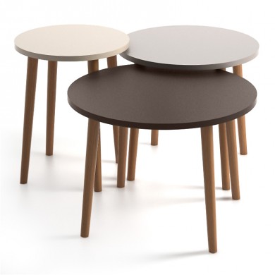 Roma Megapap melamine side tables in cream - cappuccino - brown color