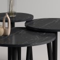 Roma Megapap melamine coffee table set of 3 in  black marble effect  color Φ60x46cm.