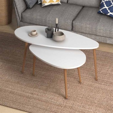 Elips Megapap melamine side tables in white color 116x46x46cm.