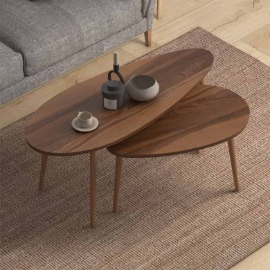 Elips Megapap melamine side tables in walnut color 116x46x46cm.