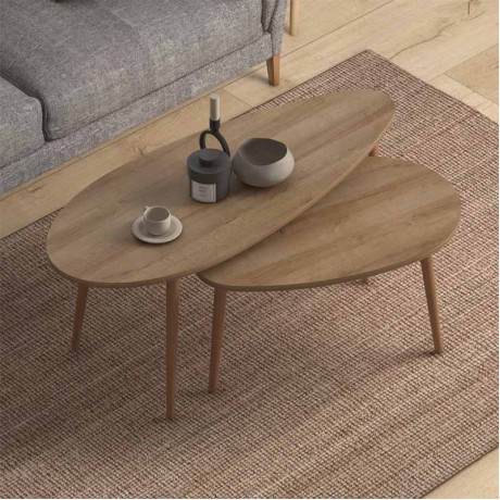 Τραπεζάκια βοηθητικά Elips Megapap χρώμα pine oak 116x46x46εκ.