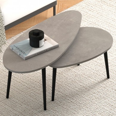 Elips Megapap melamine coffee table set of 2 in retro grey color 116x46x46cm