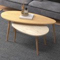 Elips Megapap melamine coffee table set of 2 in oak - travertine color 116x46x46cm