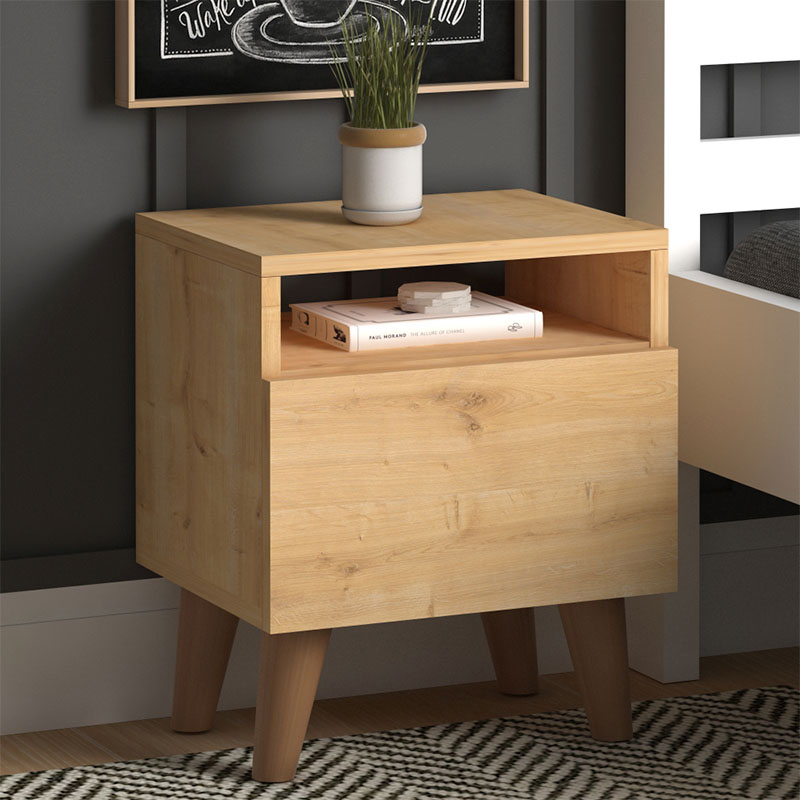 Luce Megapap melamine bedside table in oak color 30x40x47,6cm.