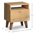 Luce Megapap melamine bedside table in oak color 30x40x47,6cm.