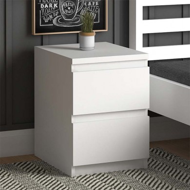 Fly Megapap melamine bedside table in white color 35x42x55cm.
