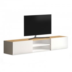 Έπιπλο τηλεόρασης τοίχου Palm Megapap από μελαμίνη χρώμα λευκό - oak 150x31x30εκ.