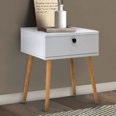 Pauline Megapap melamine bedside table in white color 45x35x61cm.