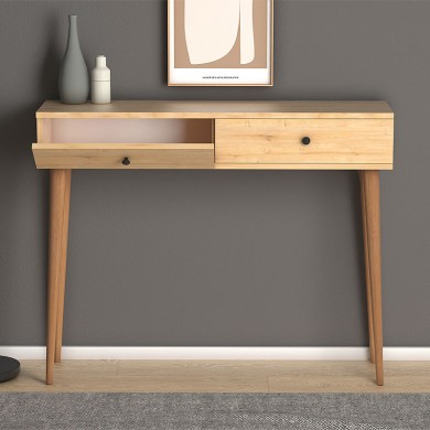 Alis Megapap melamine console in oak 110x29x88cm.