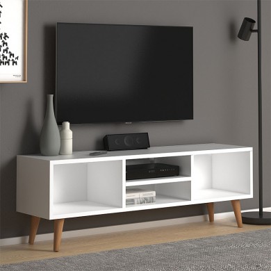 Loren Megapap melamine TV furniture in white color 120x30x40cm.