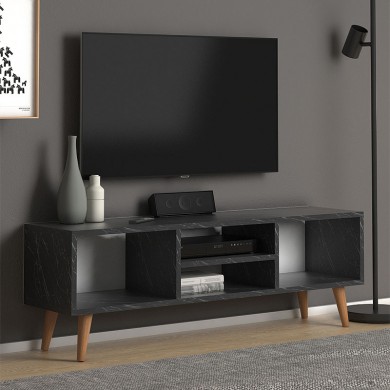Loren Megapap melamine TV furniture in anthracite marble effect color 120x30x40cm.