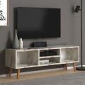 Loren Megapap melamine TV furniture in white marble effect color 120x30x40cm.