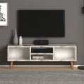 Loren Megapap melamine TV furniture in white marble effect color 120x30x40cm.