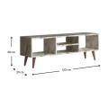 Loren Megapap melamine TV furniture in white marble effect color 120x30x40cm.
