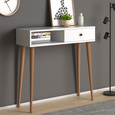 Napoli Megapap melamine console in white color 90x29x88cm.