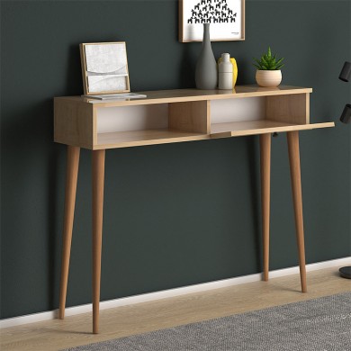 Napoli Megapap melamine console in oak color 90x29x88cm.