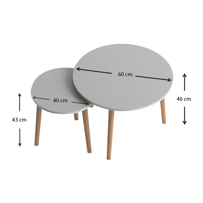Roma Megapap melamine set of two coffee tables in white color 60x60x46cm.
