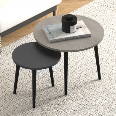 Roma Megapap melamine coffee table set of 2 in grey retro color 60x60x46cm.