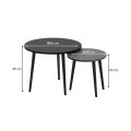 Roma Megapap melamine coffee table set of 2 in black - grey retro color 60x60x46cm.