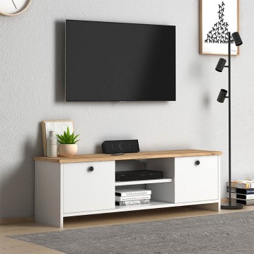 Έπιπλο τηλεόρασης Cube Megapap μελαμίνης χρώμα pine - white 120x30x40εκ.