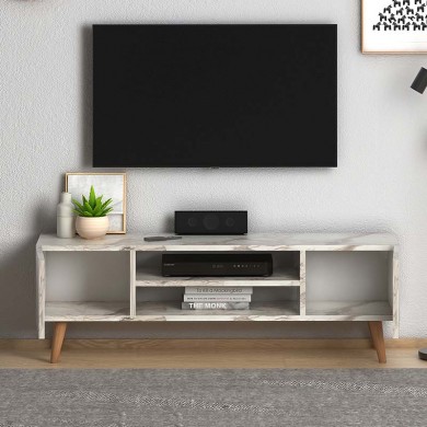 Etna Megapap melamine TV furniture in black marble effect color 120x30x40cm.