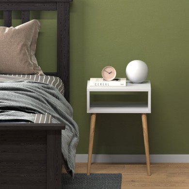 Fiona Megapap melamine - beech bedside table in white color 45x30x58cm.