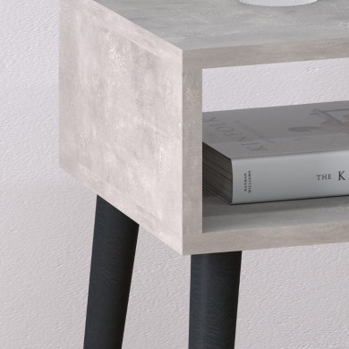 Fiona Megapap melamine - beech bedside table in retro grey color 45x30x58cm.