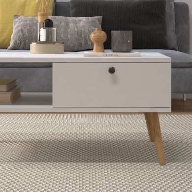 Napoli Megapap melamine coffe table in white color 90x50x44cm.