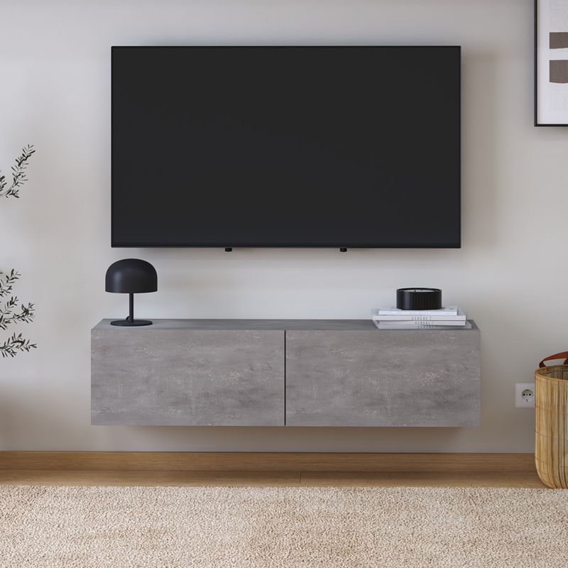 Palm Megapap melamine wall mounted tv furniture in retro grey color 120x32x30cm.