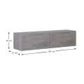 Palm Megapap melamine wall mounted tv furniture in retro grey color 120x32x30cm.