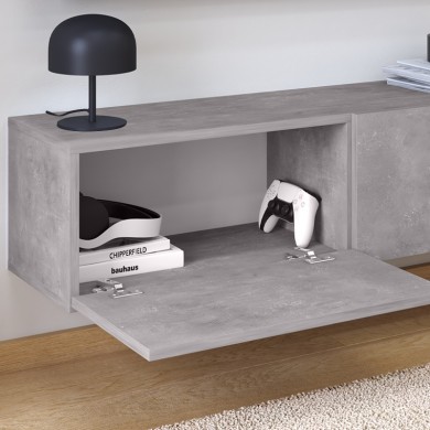 Palm Megapap melamine wall mounted tv furniture in retro grey color 180x32x30cm.