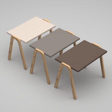 Como Megapap nesting side table set of 3 in brown - cappuccino - cream color 52x32x40cm.