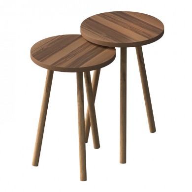 Roma Megapap side table set of 2 in walnut color Ø34x46cm.