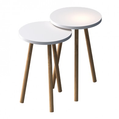 Roma Megapap side table set of 2 in white color Ø34x46cm.