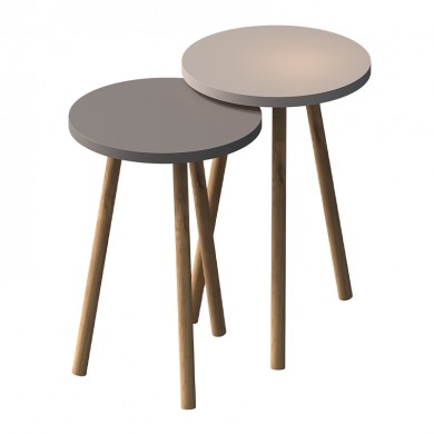 Roma Megapap side table set of 2 in cream - cappuccino color Ø34x46cm.