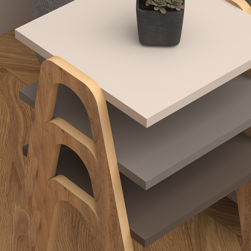 Como Megapap nesting side table set of 3 in brown - cappuccino - cream color 36x32x40cm.
