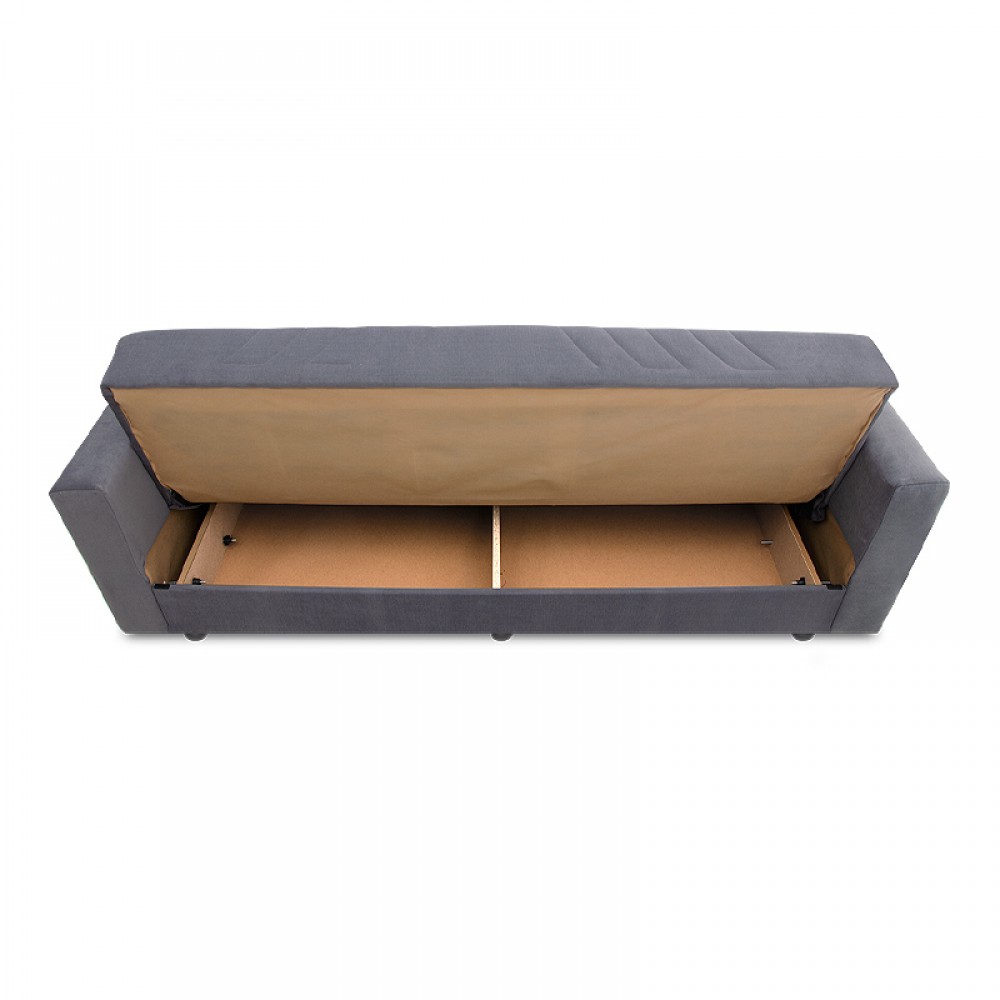 Καναπές - κρεβάτι Daisy Megapap υφασμάτινος με αποθηκευτικό χώρο χρώμα ανθρακί 215x76x84εκ.