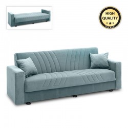 Καναπές - κρεβάτι Daisy Megapap υφασμάτινος με αποθηκευτικό χώρο χρώμα μέντα 215x76x84εκ.