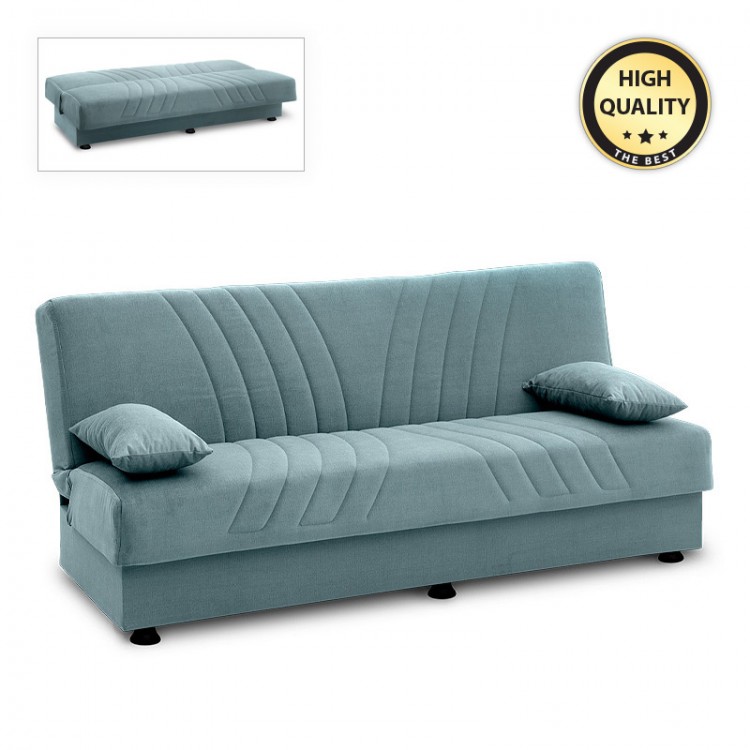 Καναπές - κρεβάτι Marvy Megapap υφασμάτινος με αποθηκευτικό χώρο χρώμα μέντα 182x77x87εκ.